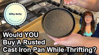 How to Clean Thrifted Cast Iron Pan -THRIFT STORE SCORE!