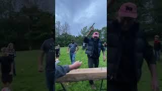 Workers Play a Thrilling Game With Hammer and Nail