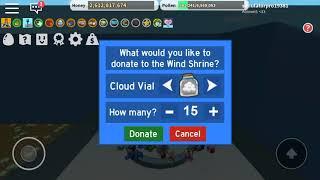 What happens when you donate 15 cloud vials to the wind shrine (Bee Swarm Simulator)