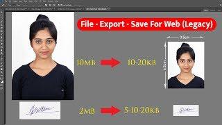 10mb to 10-20kb Resize photo Save in photoshop tutorial Hindi