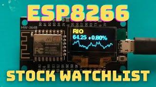 Stock portfolio/watchlist monitor with NodeMCU ESP8266 and OLED display