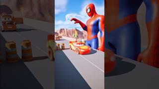 Lightning McQueen and cars friends vs Big Spider Man #mcqueen #spiderman