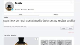 how do I put social media links on my roblox profile