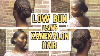 HOW TO LOW BUN WITH KANEKALON BRAIDING HAIR ON NATURAL HAIR (BRIDESMAID LOOK)