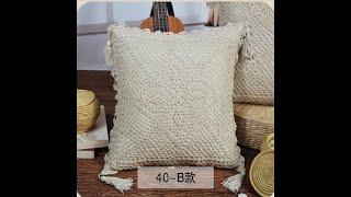 Handmade Crochet Pillow Cover White Pure Cotton Cushion Cover Vintage Decorative Throw Pillow Case