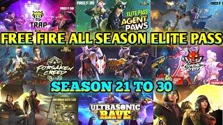 Free Fire All Elite Pass || All Season Elite Pass Full Review || Elite Pass Season 21 To 30