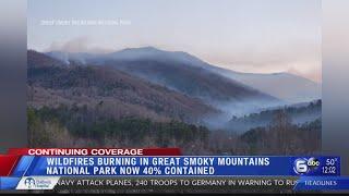 Wildfires burning in Great Smoky Mountains National park now 40% contained