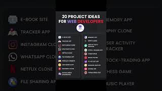 20 Project ideas for web developer | web developer project ideas #shorts #webdevelopment #project