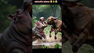 Cow vs hippo fight hippo attack Cow  #cat #cute #catlover #youtubeshorts #trending #shorts #viral