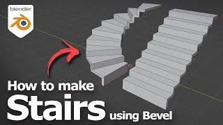 How to make Stairs in Blender using Bevel and bend to curved stairs 3D model