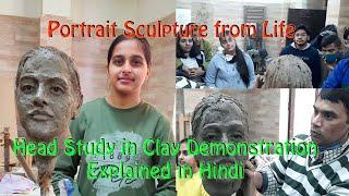 Portrait sculpture from life | Head study in Clay explained | Hindi  | Ganesh Kushwah | Art Instinct