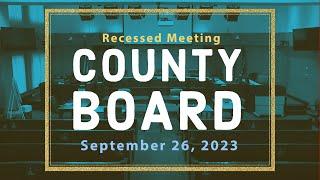 Arlington County Board Recessed Meeting | September 26, 2023