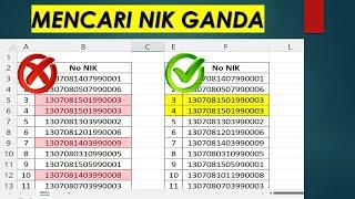 Cara mencari NIK ganda / No KTP sama di excel