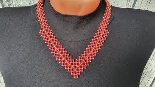 NECKLACE CORNER/DIY necklace/How to make a necklace/Necklace/Колье УГОЛОК из бисера/Из бисера