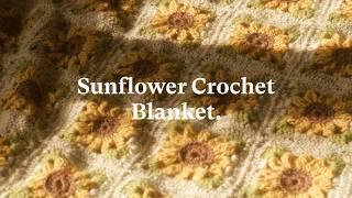 I Made a MASSIVE Sunflower Crochet Blanket  (SUNFLOWER GRANNY SQUARE TUTORIAL)