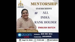  Join Jahangir Tutorials mentorship with an AIR on Sept 14!  Best CS Executive classes in English