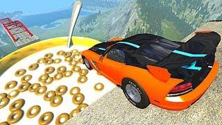 Beamng drive - Открытый мост врезался в гигантскую миску с хлопьями и молоком #7