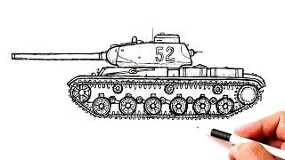 How to draw a KV-85 Tank (Object 239)