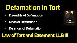 Defamation in Tort || Law of Torts and Easement