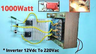 i make 1000W simple POWERFUL 12Vdc to 220Vac Inverter at home using MOSFET