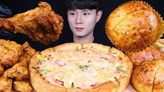 ENG SUB) ASMR CHICAGO CHEESY PIZZA & FRIED CHICKEN EATING SOUNDS MUKBANG 피자 치킨 먹방ASMR MUKBANG