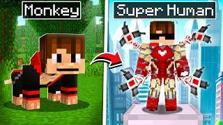 Evolving From MONKEY to SUPER HUMAN in Minecraft !!!