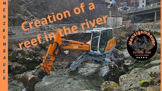 Stone cliff progress. Schreitbagger Spider Excavator Ragno escavatore Menzi Muck