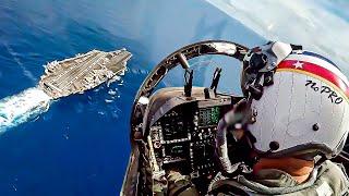 How Pilots Take Off and Land On A US Navy Aircraft Carrier In The Middle Of The Sea