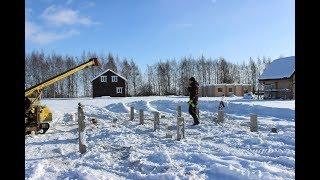 Фундамент зимой в д. Песчаное, Новгородский район