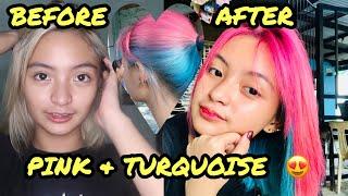 DYEING MY HAIR PINK & TURQUOISE!! | Dey Villafuerte