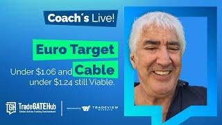 TradeGATEHub Live Trading | Euro Target under $1.06 and Cable under $1.24 still Viable.