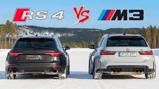 Audi RS4 Quattro VS BMW M3 X-Drive - The Ultimate Test on Snow and Ice! ️