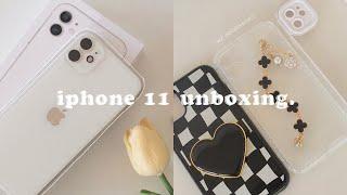 iphone 11 (white) aesthetic unboxing in 2022 ️ cute accessories + camera test 