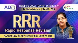 ADrPlexus RRR Rapid Response Revision   Topper Dr Mahalakshmi NEET PG Rank   535