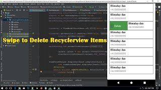 Swipe to Delete Recyclerview Items @BengaliTutorial | recyclerview swipe to delete android example