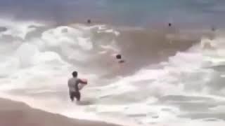 Man gets crushed by wave meme