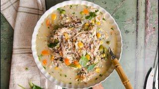 Quick Chicken (or Turkey) and Rice Soup, Easy Leftover Idea!