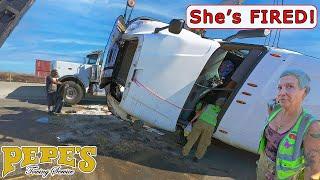 Woman Driver Flips a Tractor Trailer - HOW?