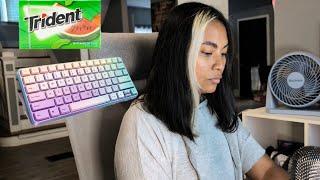 ASMR 30 Minute Fast Typing On The Computer, Chewing Watermelon Trident Gum , Background ASMR