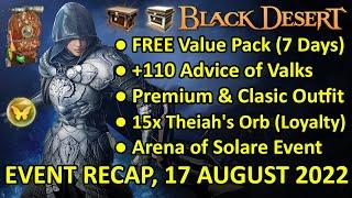 FREE Value Pack, +110 FS, Outfit Rewards, Theiah's Orb x15 Loyalty (BDO Event Recap 17 August 2022)