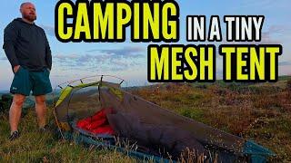 wild camping in a tiny tent.