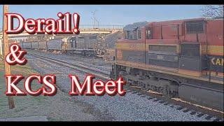 "NETC Train Derail"  with KCS Meet &  Trackmobile  &  Funny Crew Scanner chatter