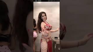 Russian Angel in Red Dress Belly Dancing on Bigo Live