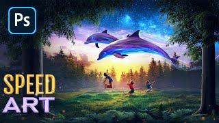 Fantasy Dolphins - Photo Manipulation Speed Art | Photoshop Tutorial