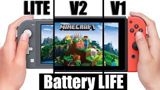 Battery Life of Minecraft on the Nintendo Switch (V2 vs. V1) vs. Nintendo Switch Lite