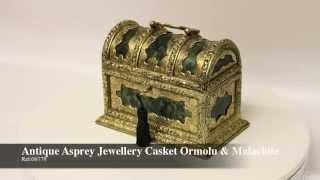 Antique Asprey Jewellery Casket Ormolu & Malachite C1870