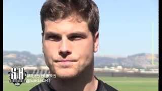 Raiders linebacker Miles Burris talks after mini-camp practice