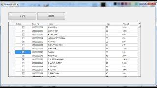 Delete multiple rows from DataGridView based on CheckBox selection in Windows Forms Application usin