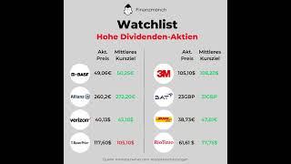 Watchlist - Hohe Dividenden Aktien #aktien #aktie #börse #reichtum #armut #dividende #dividenden