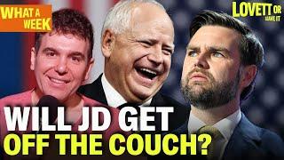 Tim Walz Takes Shots at Trump & Taunts JD Vance With Couch Joke